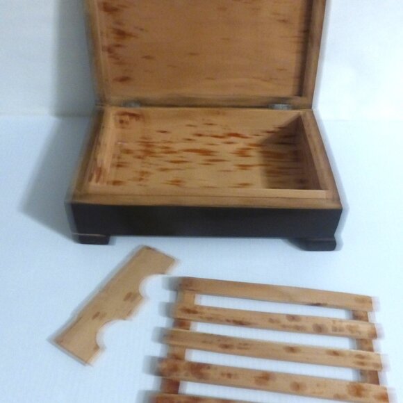 CNSstcs Antique Wood CIGAR BOX Inlayed Wood Cigar Holder Flip Top STAR Handmade - Picture 4 of 9